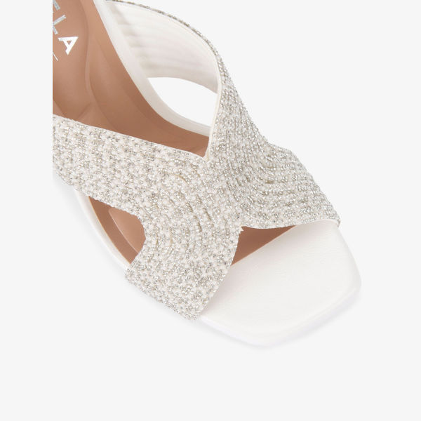 Босоножки Carvela Папарацци на каблуке с жемчужным декором из искусственной кожи, белый — фото 3