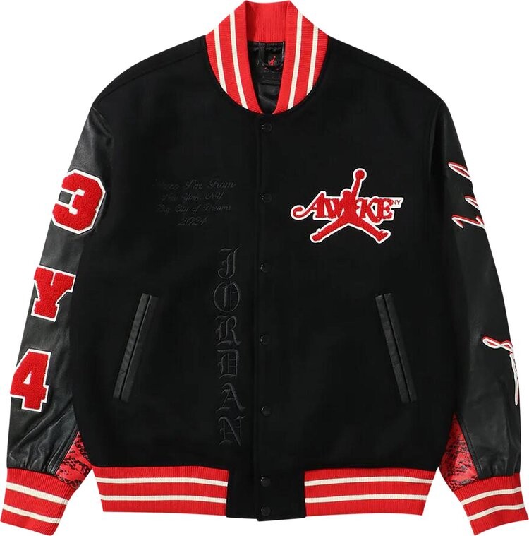 

Куртка Air Jordan x Awake NY Varsity 'University Red/Black', черный