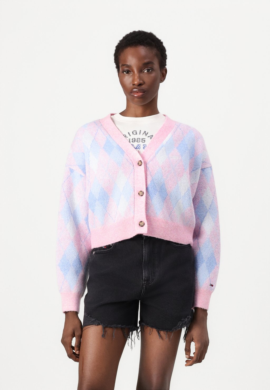 

Кардиган CROP ARGYLE Tommy Jeans, розовый