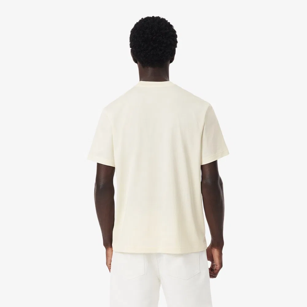 Футболка мужская Lacoste MIF Badge, 100% хлопок, кремовый — фото 3