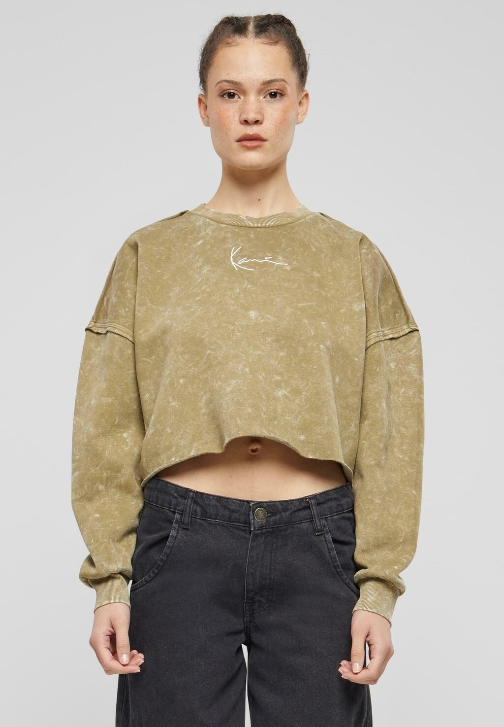 

Толстовка SIGNATURE CROP CREW Karl Kani, цвет olive