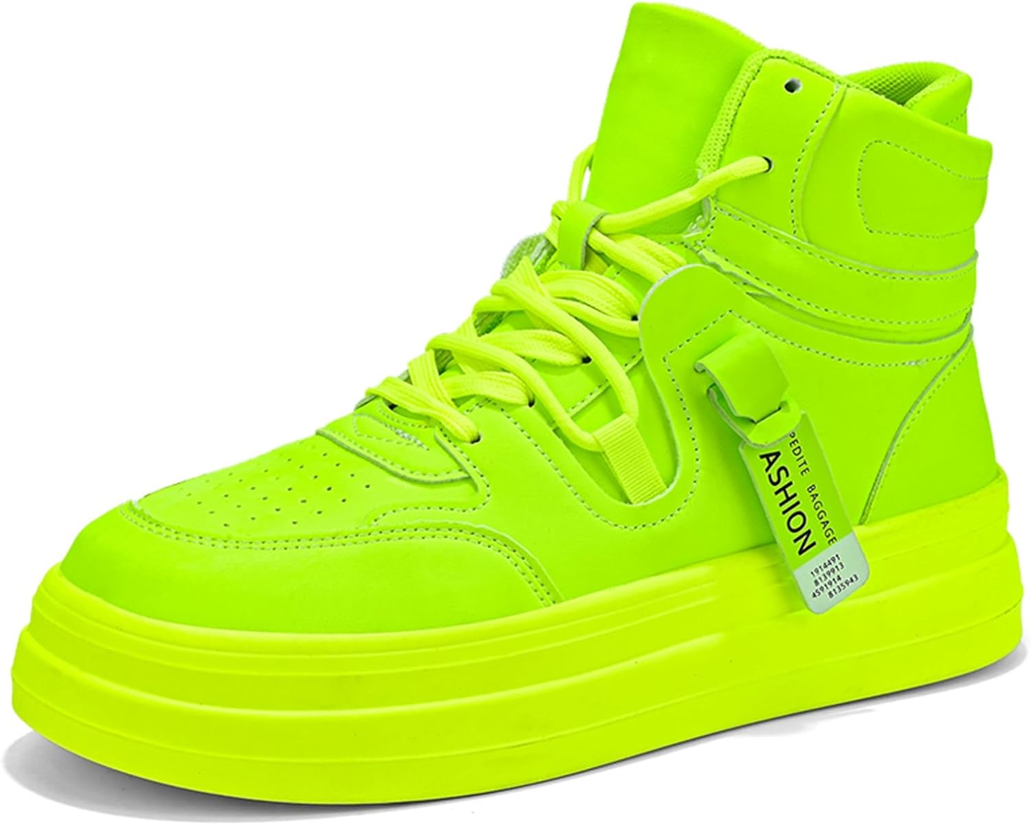 

Мужские массивные кожаные сникерсы с круглым носком, стильные высокие кроссовки на шнуровке с противоскользящей подошвой, подходят для уличного спорта, школы и вечеринок Negyanme, зеленый
