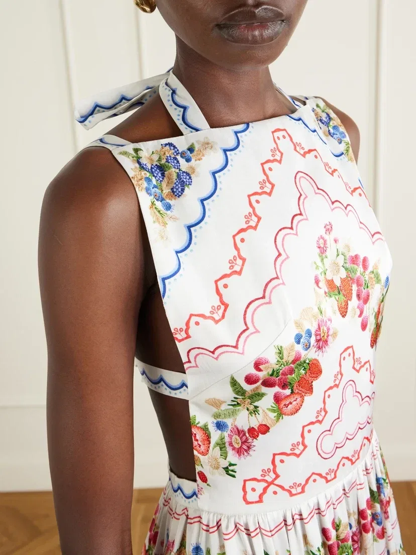 Длинное платье Sophia из тканого материала с цветочным принтом Mary Katrantzou, мультицвет — фото 4