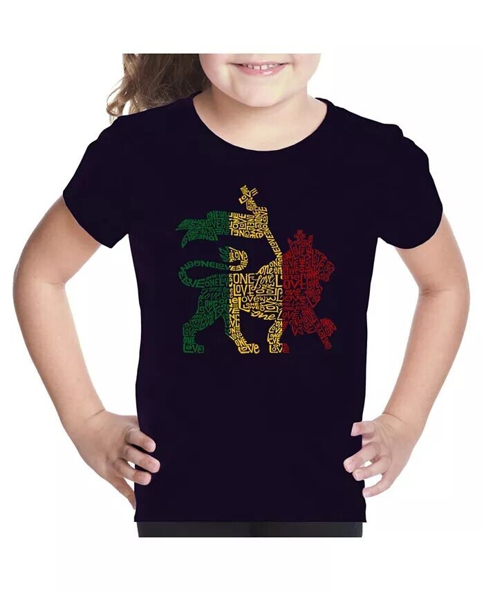 

Футболка Big Girl Word Art - One Love Lion LA Pop Art, черный