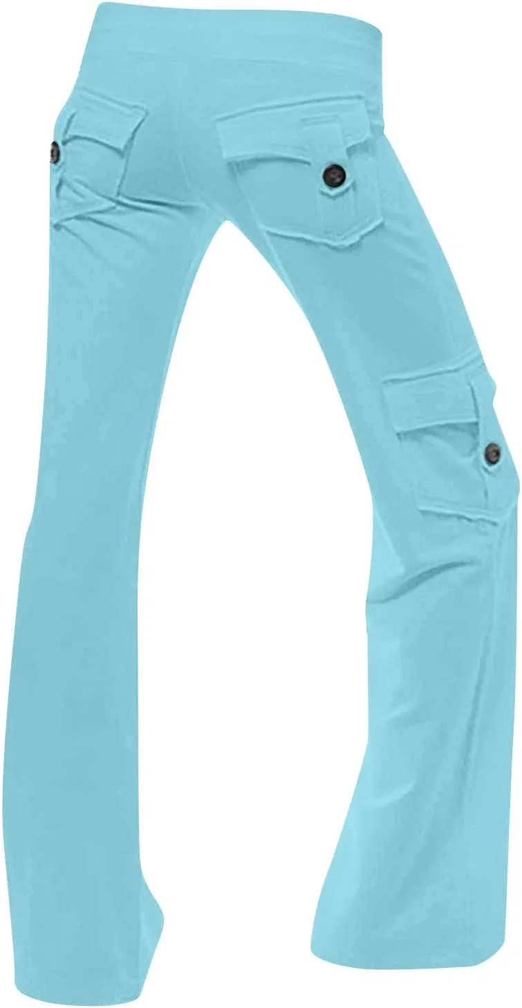 Брюки женские заниженной талией, Slim Fit, на завязке, прямые, с карманами, синие — фото 3