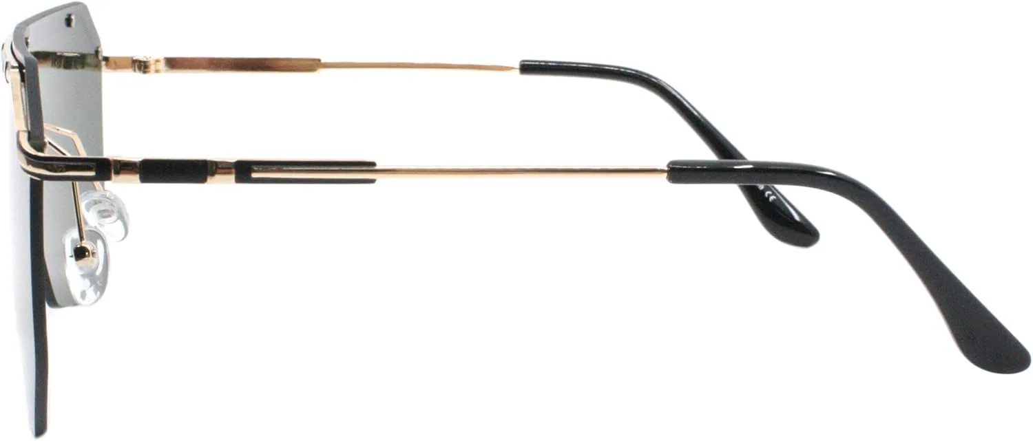 

Унисекс винтажные ретро солнцезащитные очки с плоской верхней частью и полуободковой оправой, геометрический дизайн, защита от УФ-излучения 400 PASTL, Gold (Green)