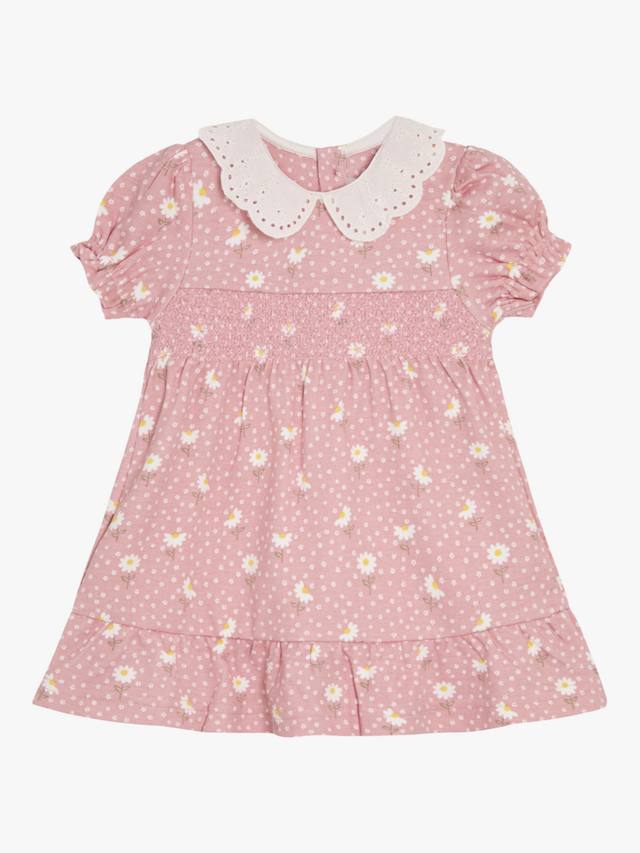 

Детское платье broderie в цветочек JoJo Maman Bébé, розовый