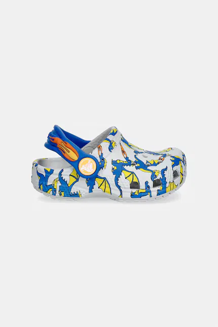 Шлепанцы детские с рисунком Classic Dragon Graphic Clog T Crocs, серый — фото 2