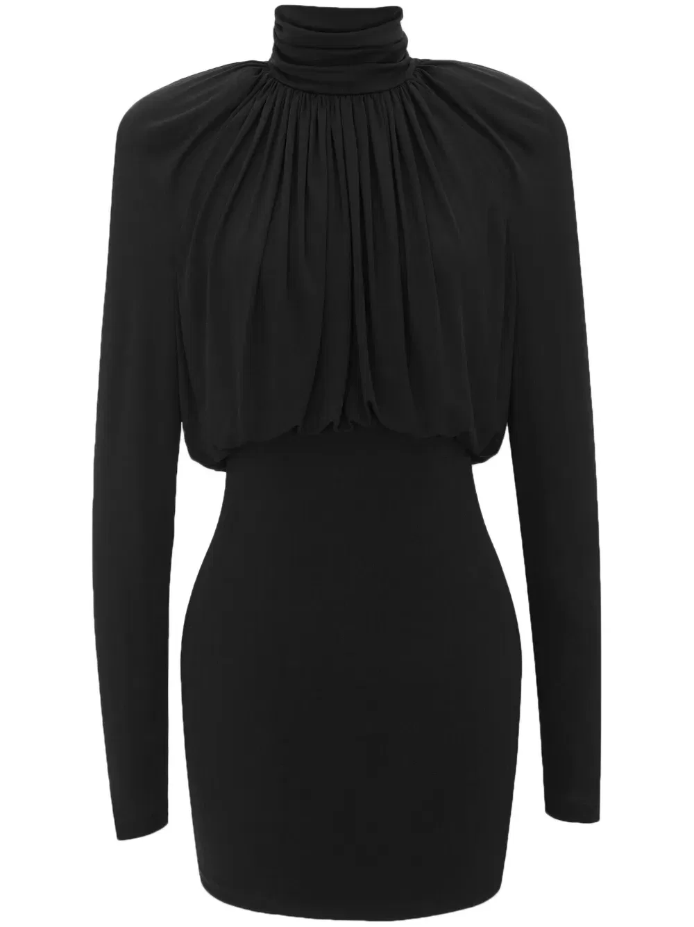 Мини-Платье из крепа с драпированными панелями Saint Laurent, черный