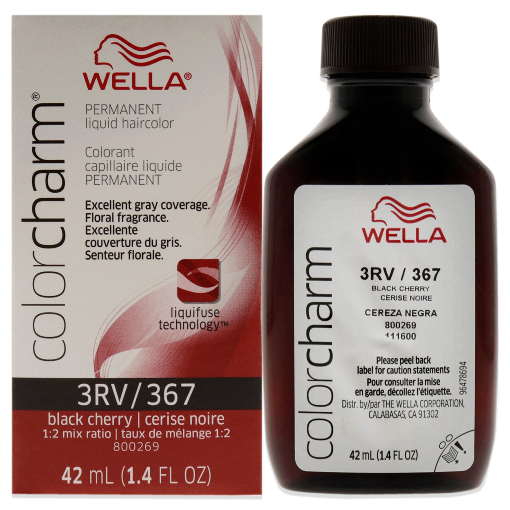 

Стойкая жидкая краска для волос Color Charm - 367 3RV Black Cherry от Wella, подходит для мужчин и женщин - 1,42 унции (42 г)