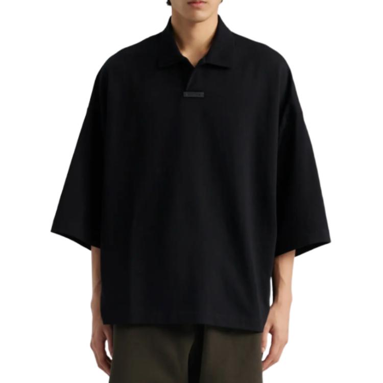 Пике Поло Fear Of God Essentials, Обсидиановый черный/Черный — фото 4