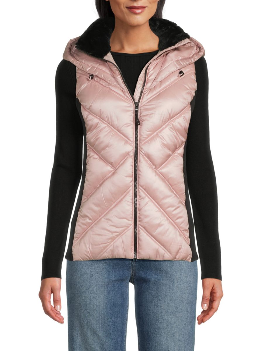 

Жилет с капюшоном из искусственного меха DKNY Sport, розовый