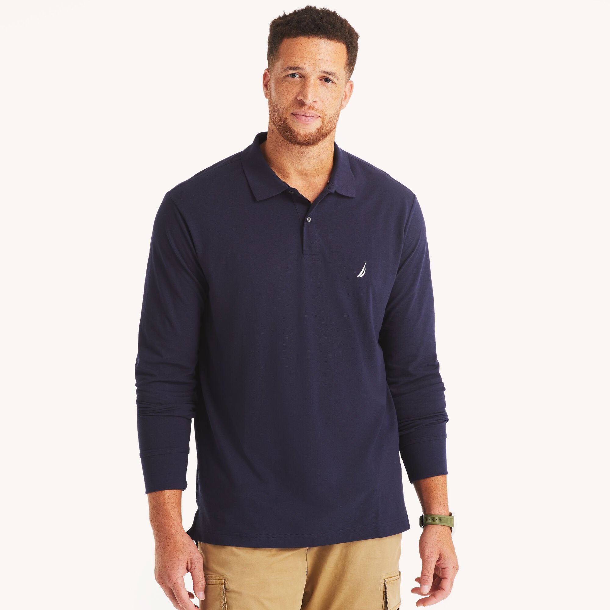 

Мужское поло Nautica Classic Fit с длинным рукавом для высоких и больших размеров, темно-синий