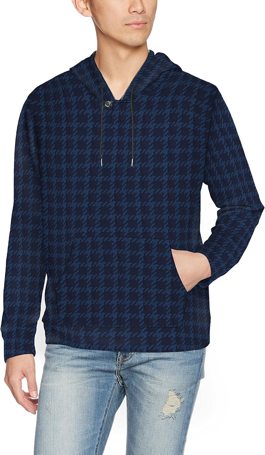 

Худи BELLUNA 438409 с жаккардовым узором «гусиная лапка», темно-синий