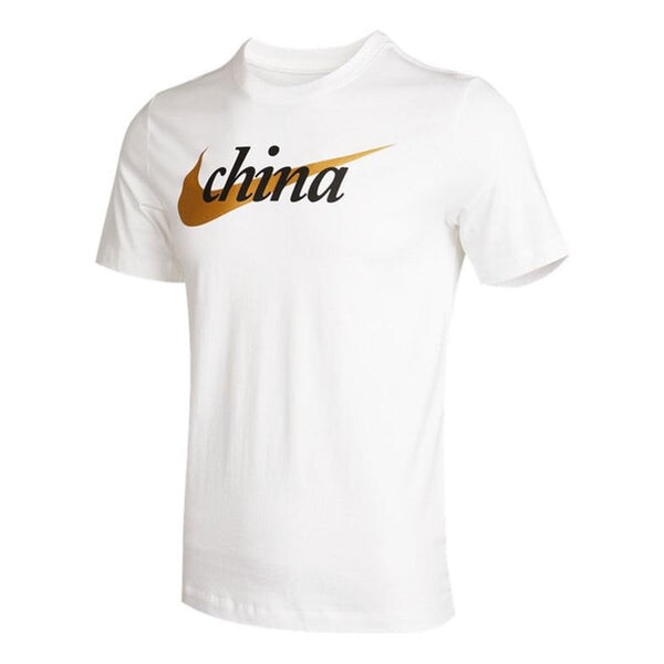 

Футболка contrasting colors logo printing sports round neck short sleeve white Nike, белый