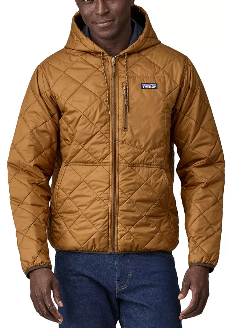 

Мужской стеганый бомбер Patagonia с капюшоном и ромбовидным узором, цвет Shelter Brown