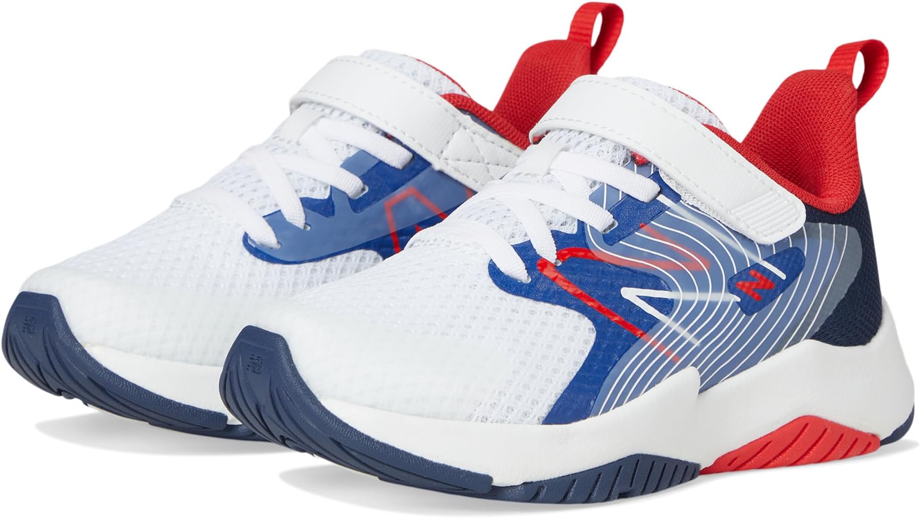 

Кроссовки New Balance Kids Rave Run v2 Bungee Lace with Top Strap, цвет Team Royal/White/True Red