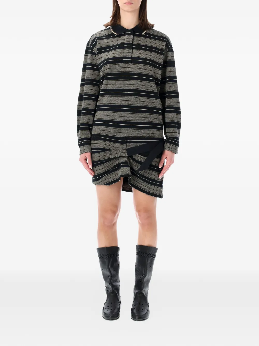 

Мини-платье-поло в полоску Marant Etoile, серый