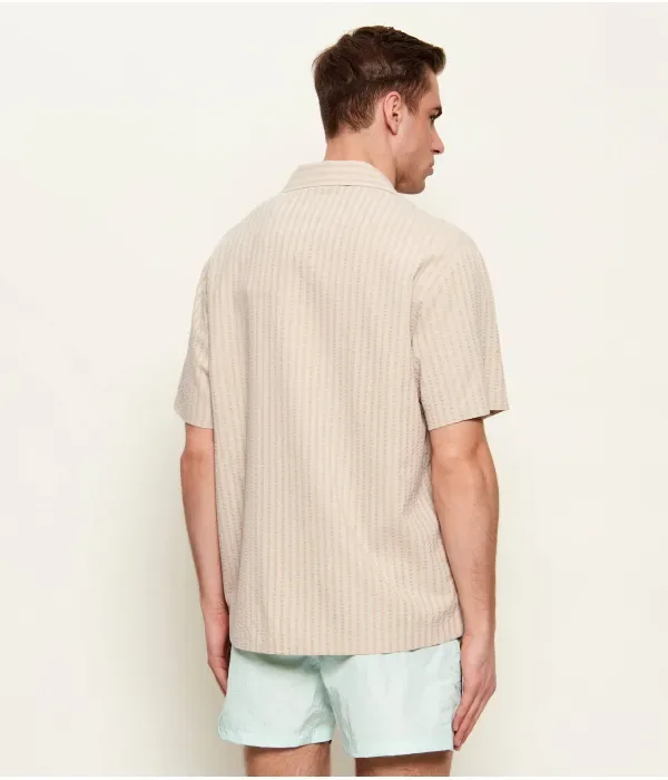 Рубашка relaxed fit Emporio Armani, бежевый — фото 3