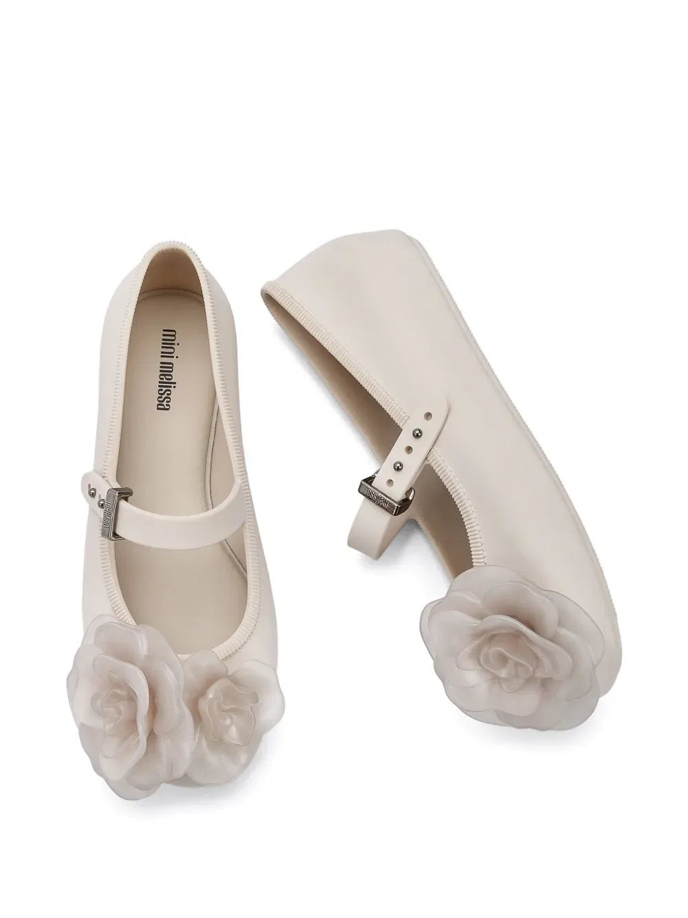 Балетки с цветочной аппликацией Mini Melissa, нейтральный — фото 3