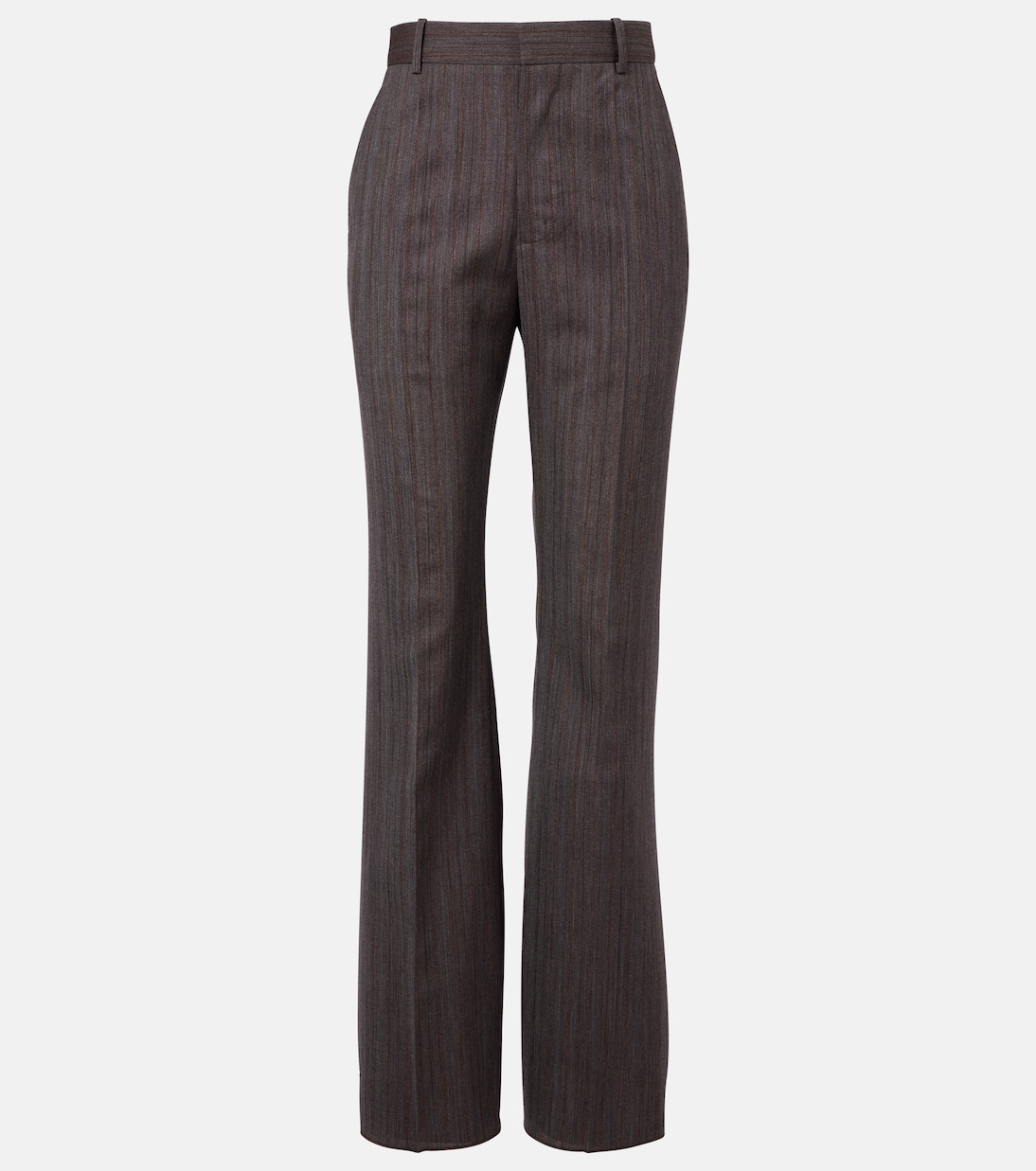 

Высокие шерстяные расклешённые брюки Bottega Veneta, Grey/Brown Melange