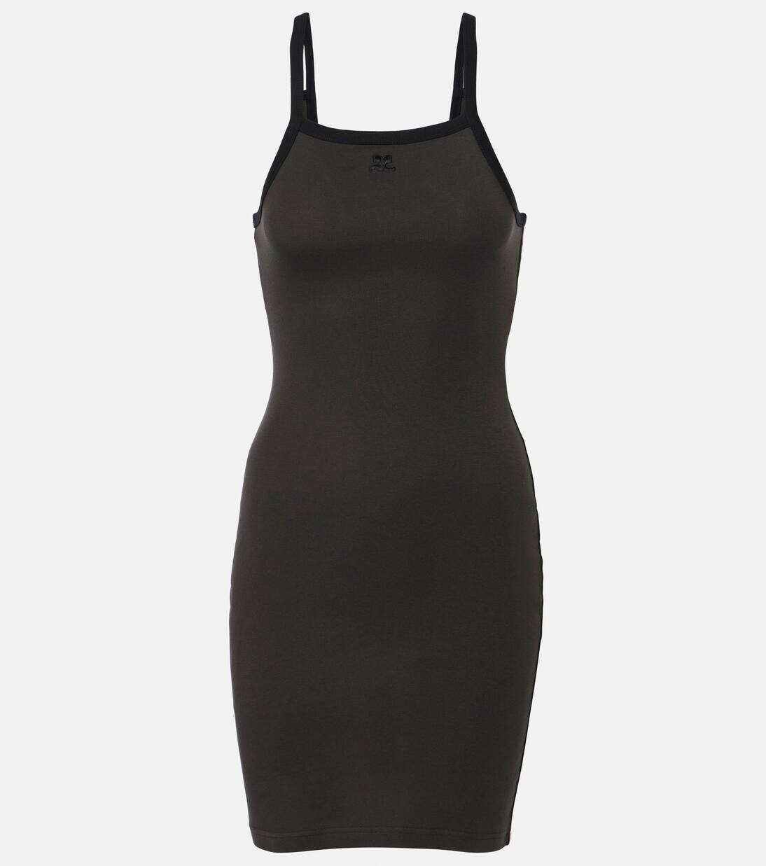 

Мини-платье из хлопка Courrèges, цвет mud brown/black