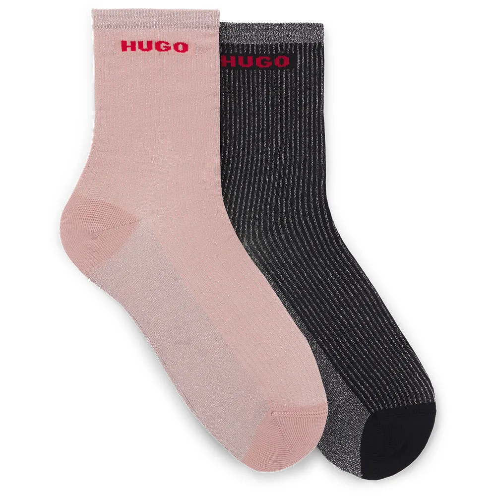 

Носки HUGO Rib Lurex Pa 2 pairs, серый/розовый