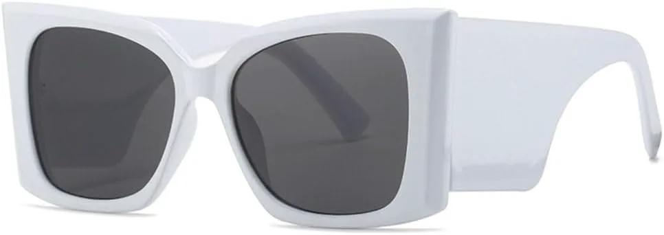 

Модные большие квадратные солнцезащитные очки-«кошачий глаз» в форме бабочки для женщин. Элегантные солнцезащитные очки с черным градиентом MTZJH, White Gray