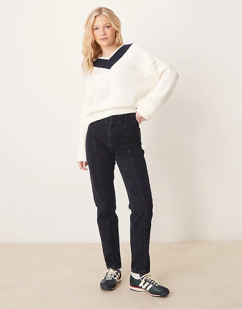 

Облегающие джинсы с высокой талией и швами ASOS DESIGN