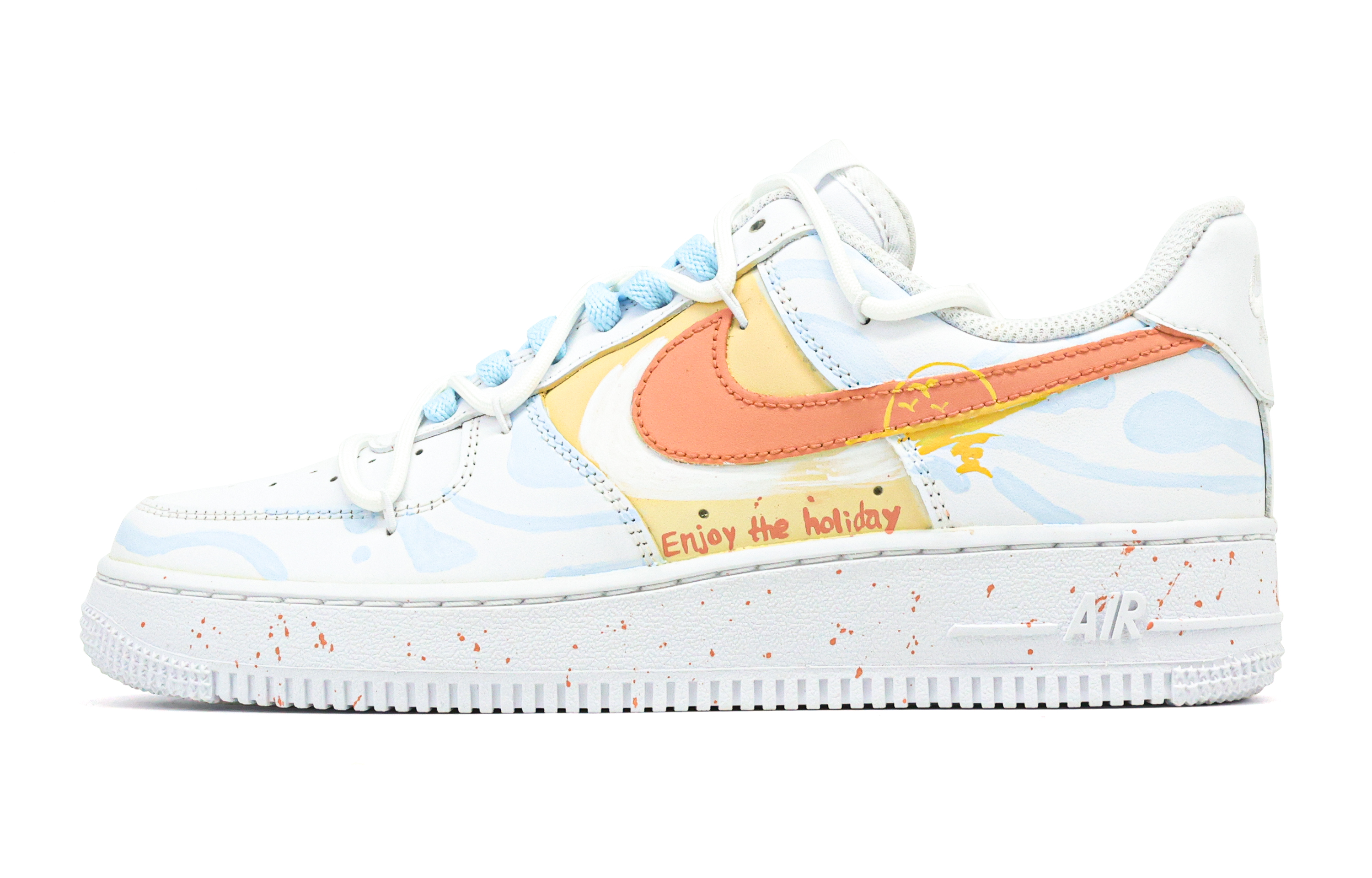 

Nike Кроссовки Air Force 1 Low Top для скейтбординга, мужские, белые, синие, оранжевые