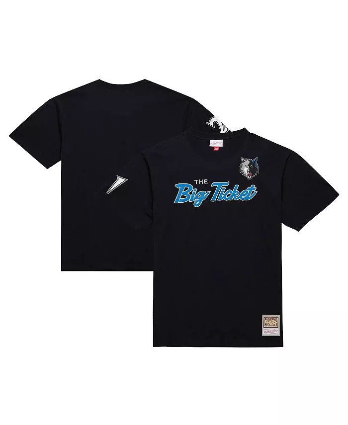 

Мужская футболка премиум-класса Kevin Garnett Minnesota Timberwolves с ником, черная Mitchell & Ness