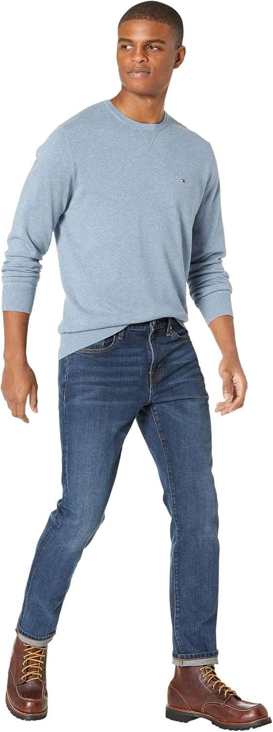 Мужской однотонный свитер с круглым вырезом Tommy Hilfiger, Blue Heather — фото 4