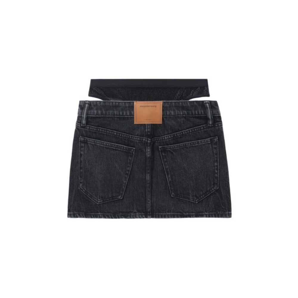 Джинсовая короткая юбка Women's Alexander Wang, черный — фото 3
