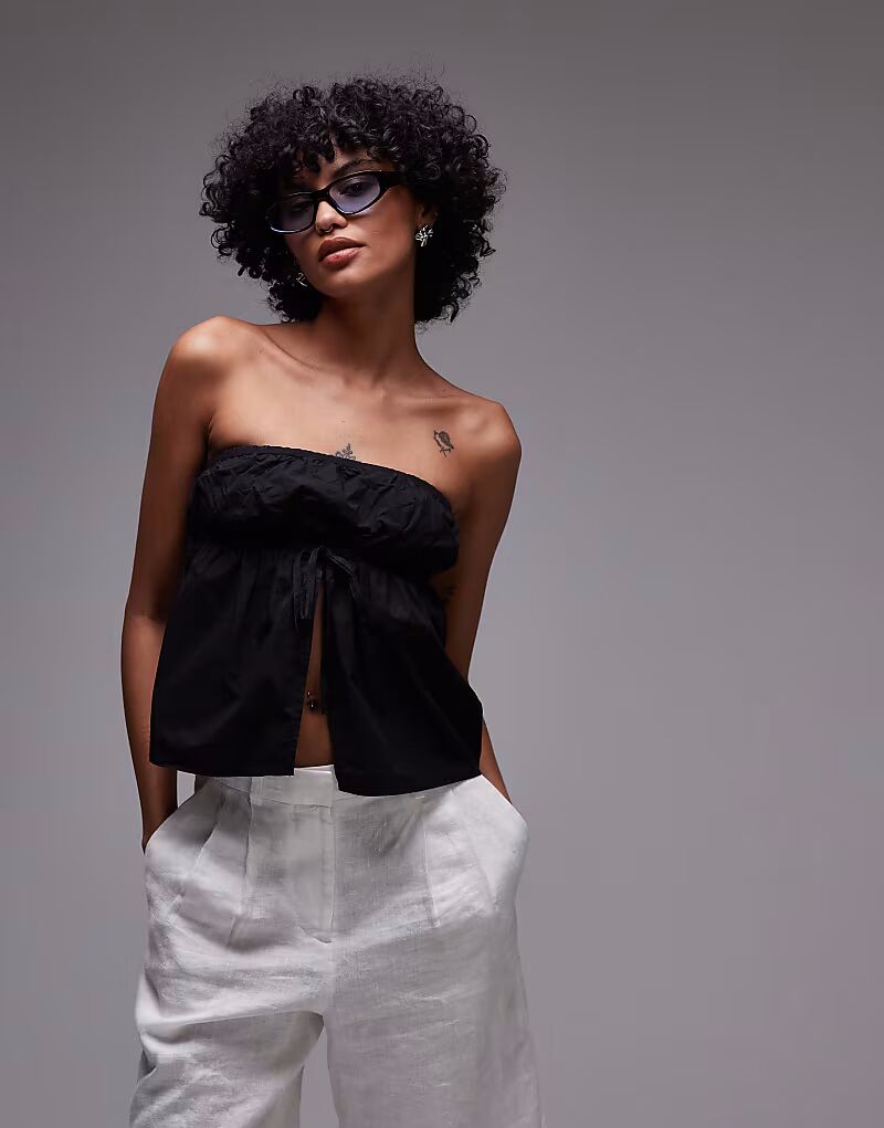 

Топ без бретелек с ритмичными сборками, черный Rhythm