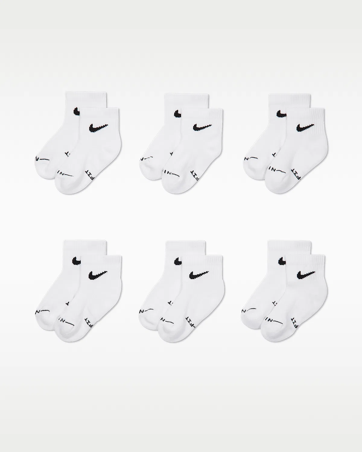 Детские носки Nike Dri-FIT Elevated Everyday (6 пар), White — фото 2