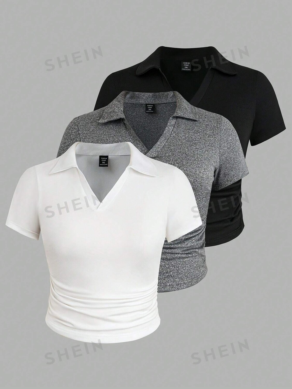 

Essnce Простая и простая повседневная футболка больших размеров с короткими рукавами Shein, мультиколор