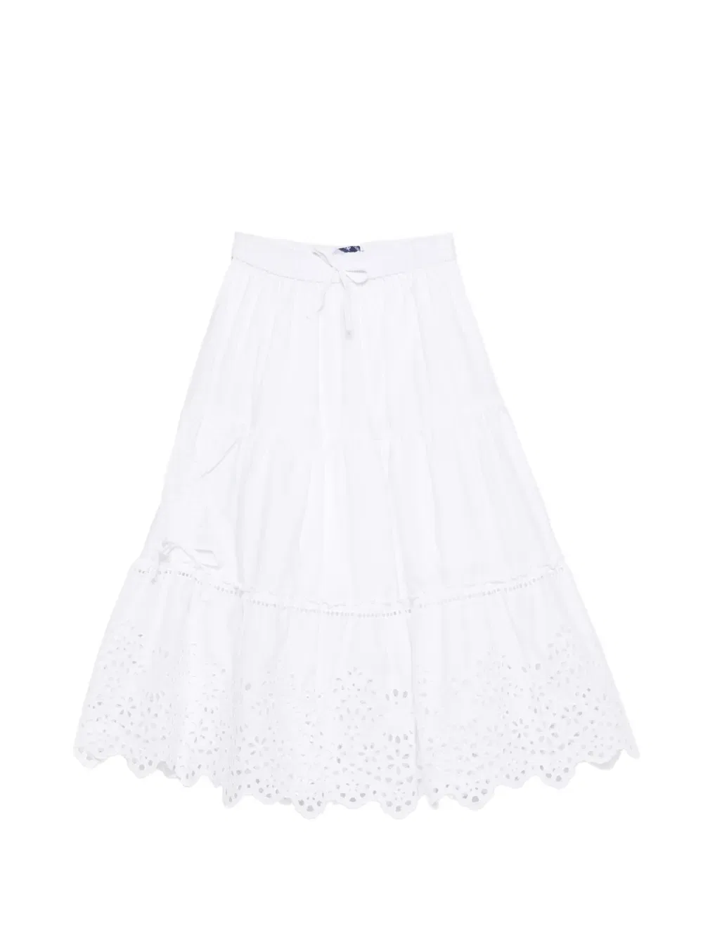 Многоярусная юбка с перфорацией Ermanno Scervino Junior, белый