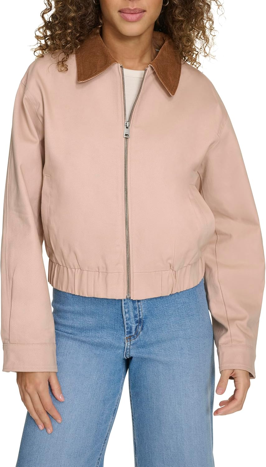 

Levi's Женская хлопковая куртка-бомбер с воротником из вельвета, Light Pink
