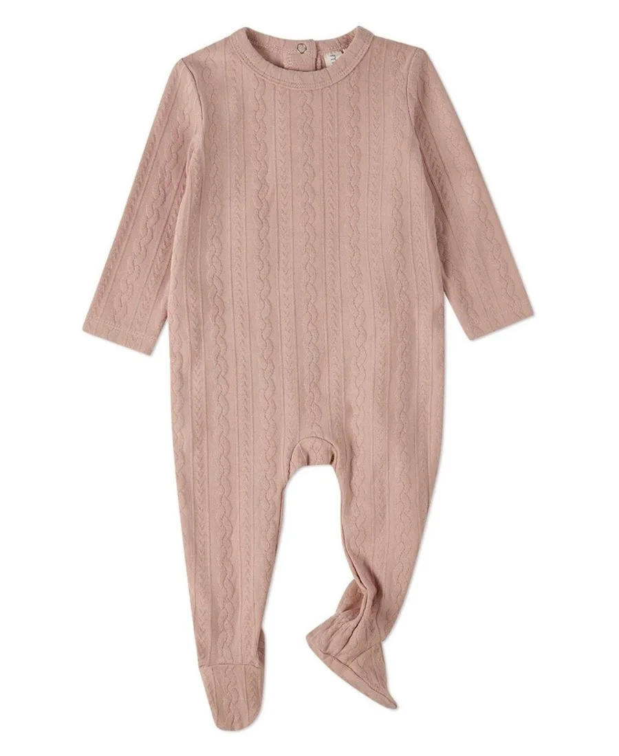 Детский комбинезончик для девочек из хлопка с имитацией косички MeMoi, blush розовый