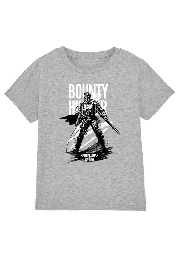 Футболка с принтом «мандалорец и охотник за головами грогу» Star Wars, Mottled Light Grey