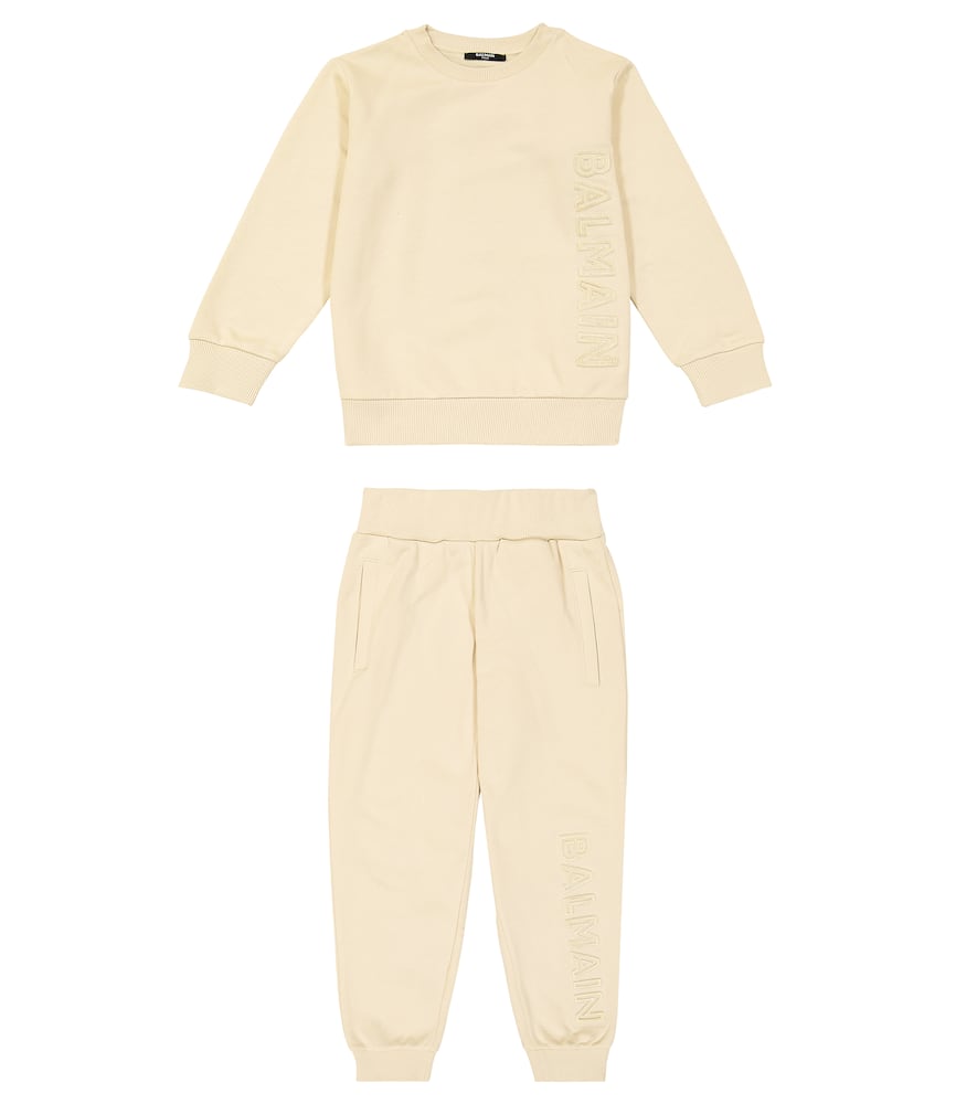

Хлопковый флисовый свитшот и спортивные штаны Balmain Kids, Cream-Colour/Gold