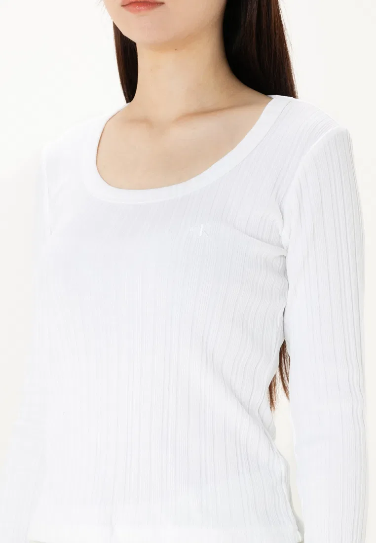 Топ трикотажный облегающий, Slim Fit Calvin Klein, ярко-белый — фото 3