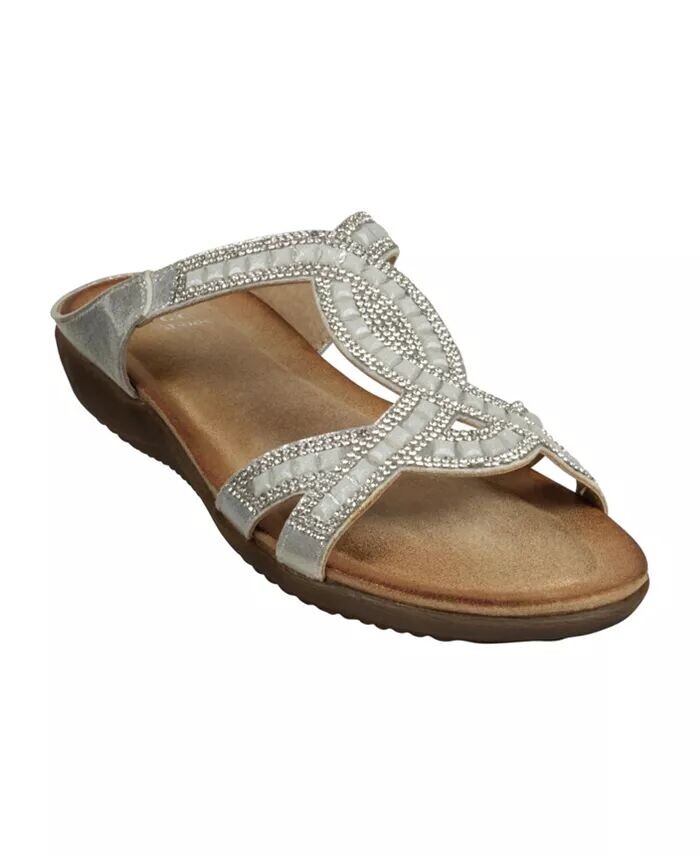 Женские шлепанцы с украшением Alora на плоской подошве GC Shoes, серый