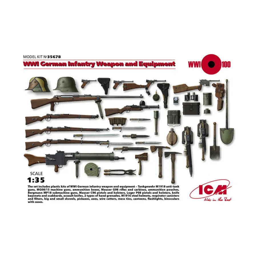 

Немецкое пехотное оружие и снаряжение Первой мировой войны, Military Models 1/35 Scale (ICM)