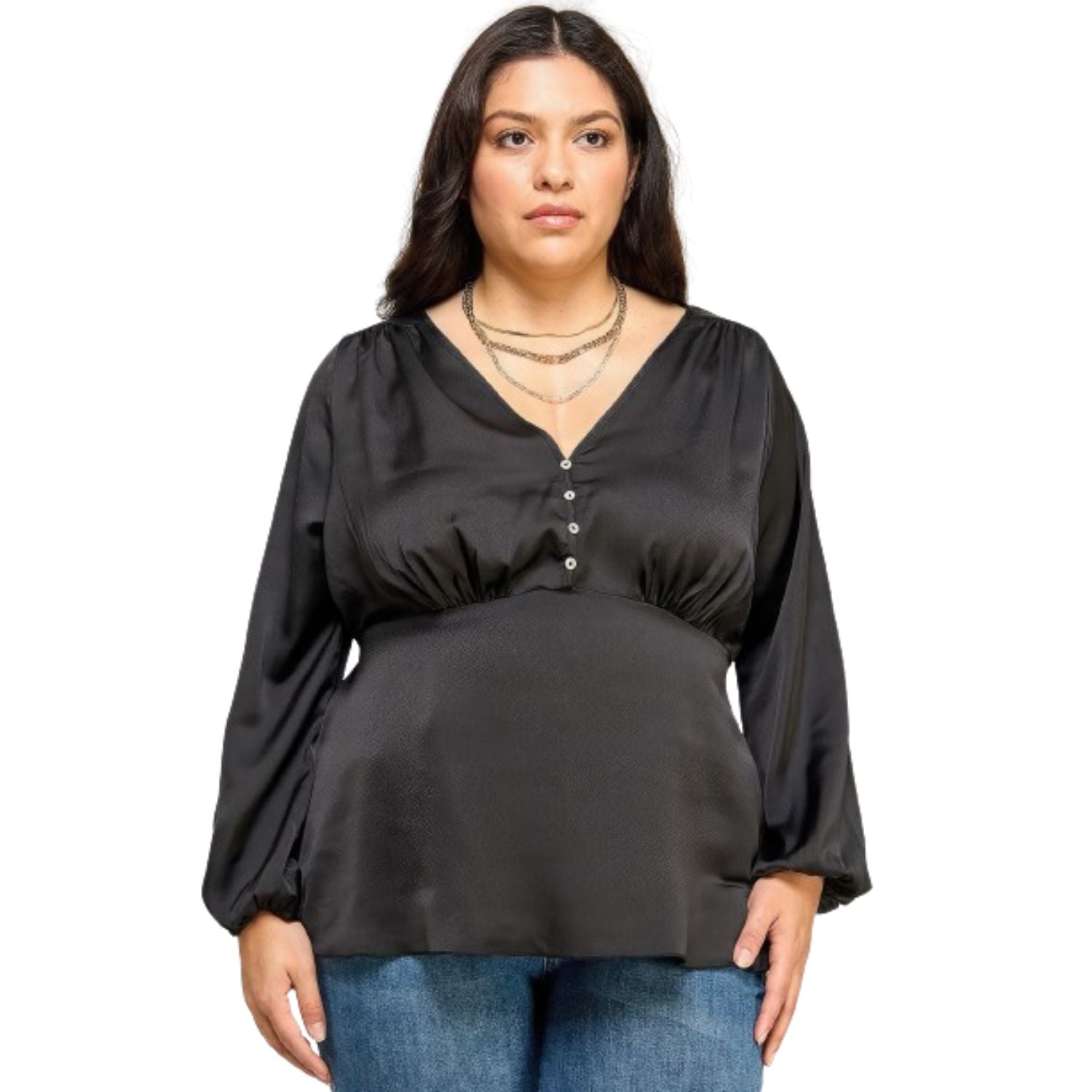 

Атласная блузка Babydoll FASHNZFAB, черный