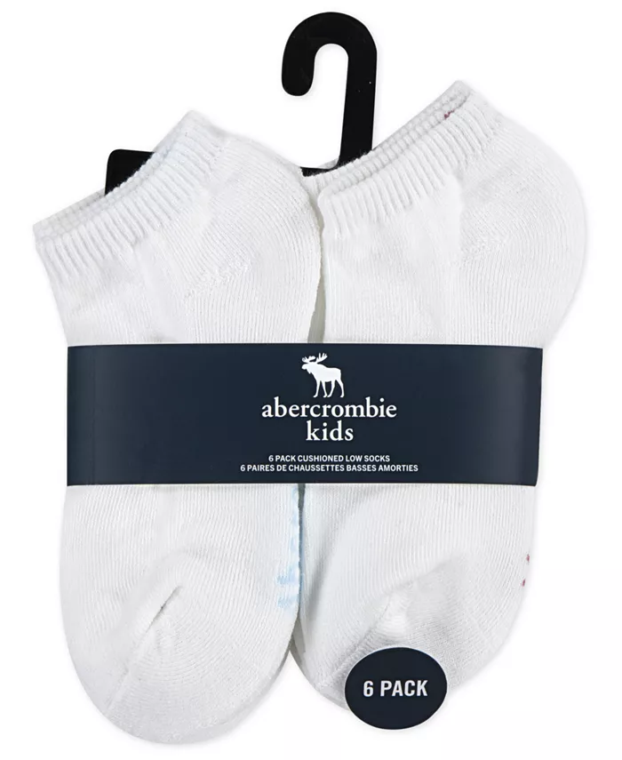 6 пар нейтральных низких носков abercrombie kids, белый — фото 3