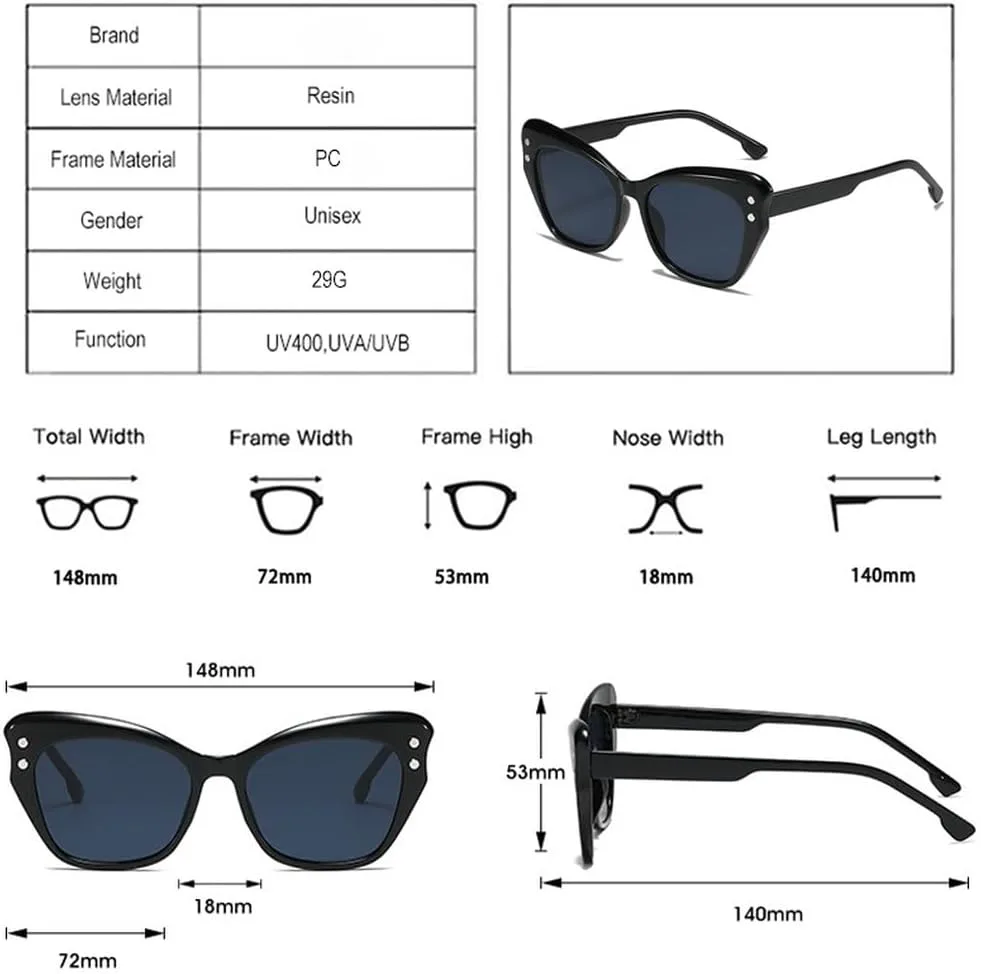 

Большие женские солнцезащитные очки «кошачий глаз», модные разноцветные очки с защитой от УФ-излучения UV400, ретро-очки для мужчин с заклепками SKFGNX, Purple Grey