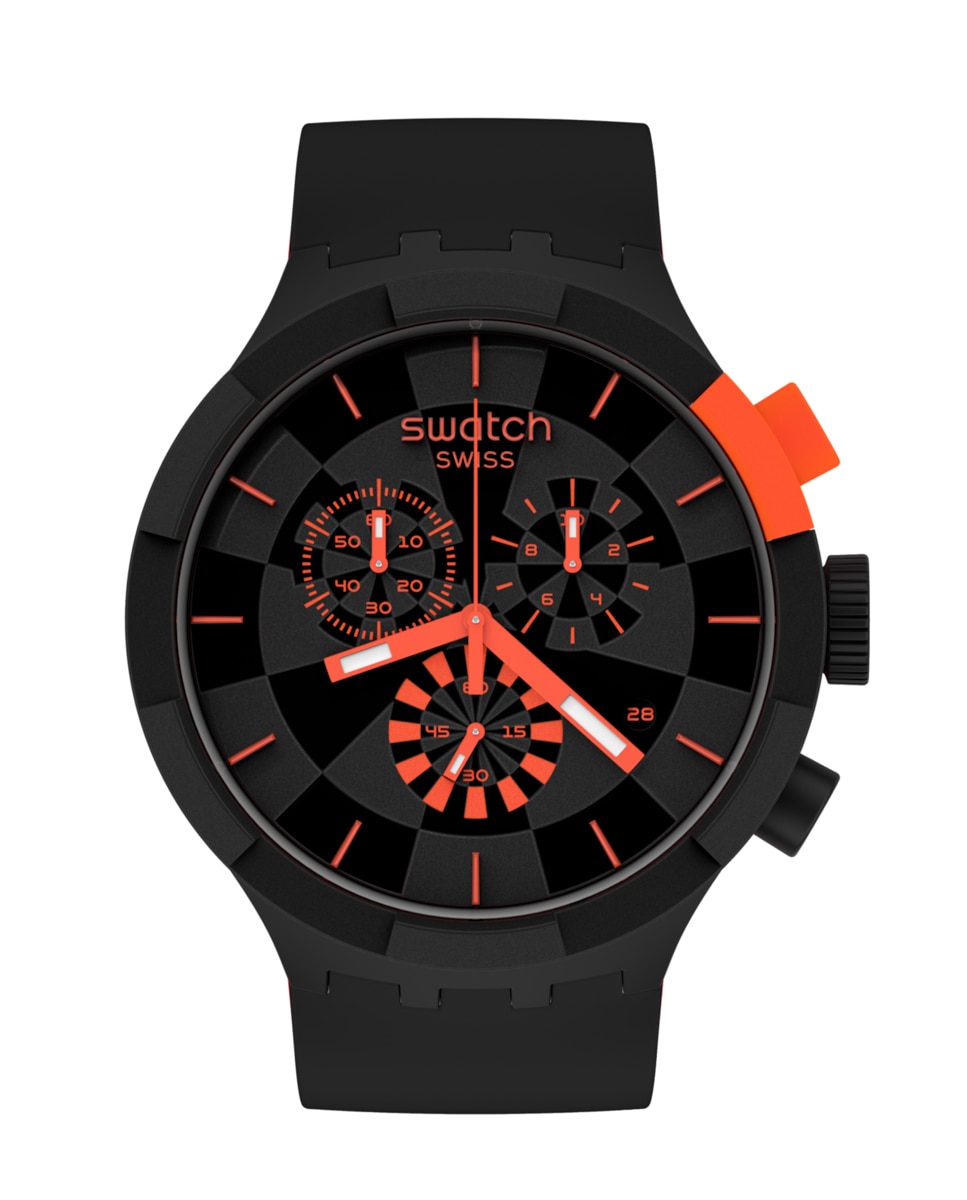 

Красные часы Checkpoint с черным силиконовым ремешком Swatch, черный