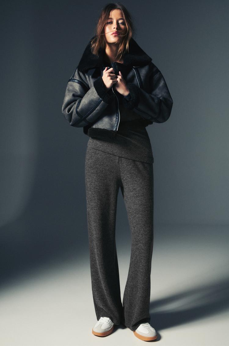 

Широкие трикотажные брюки Pull And Bear, серый