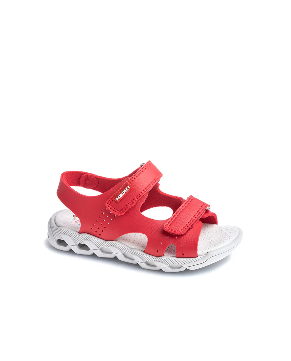 

Сандалии для мальчика из переработанных материалов с застежкой-липучкой Pablosky, красный
